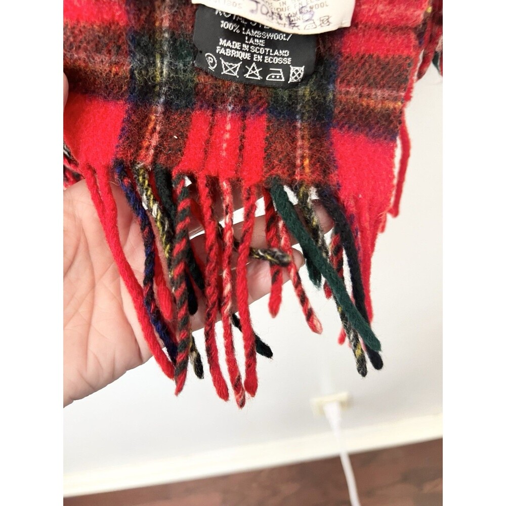 Vintage Crombie 100% WOOL PLAID THROW Lap Blanket Stadium Cabin Fringe Scotland - Picture 3 of 6